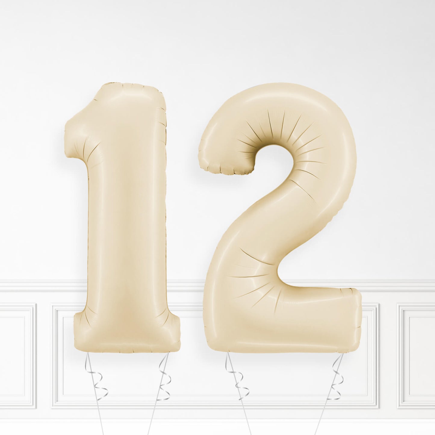 Inflated Cream Foil Number Balloon