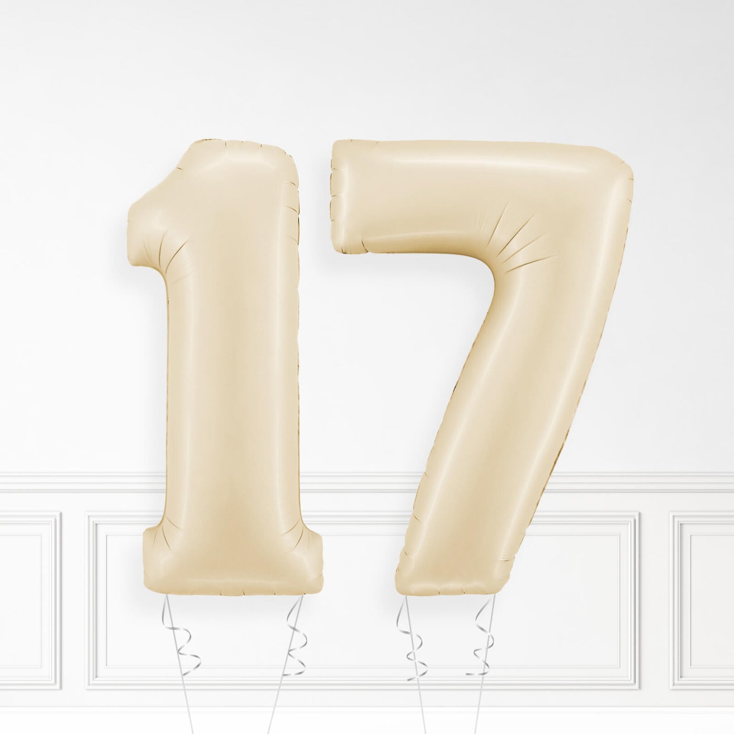 Inflated Cream Foil Number Balloon