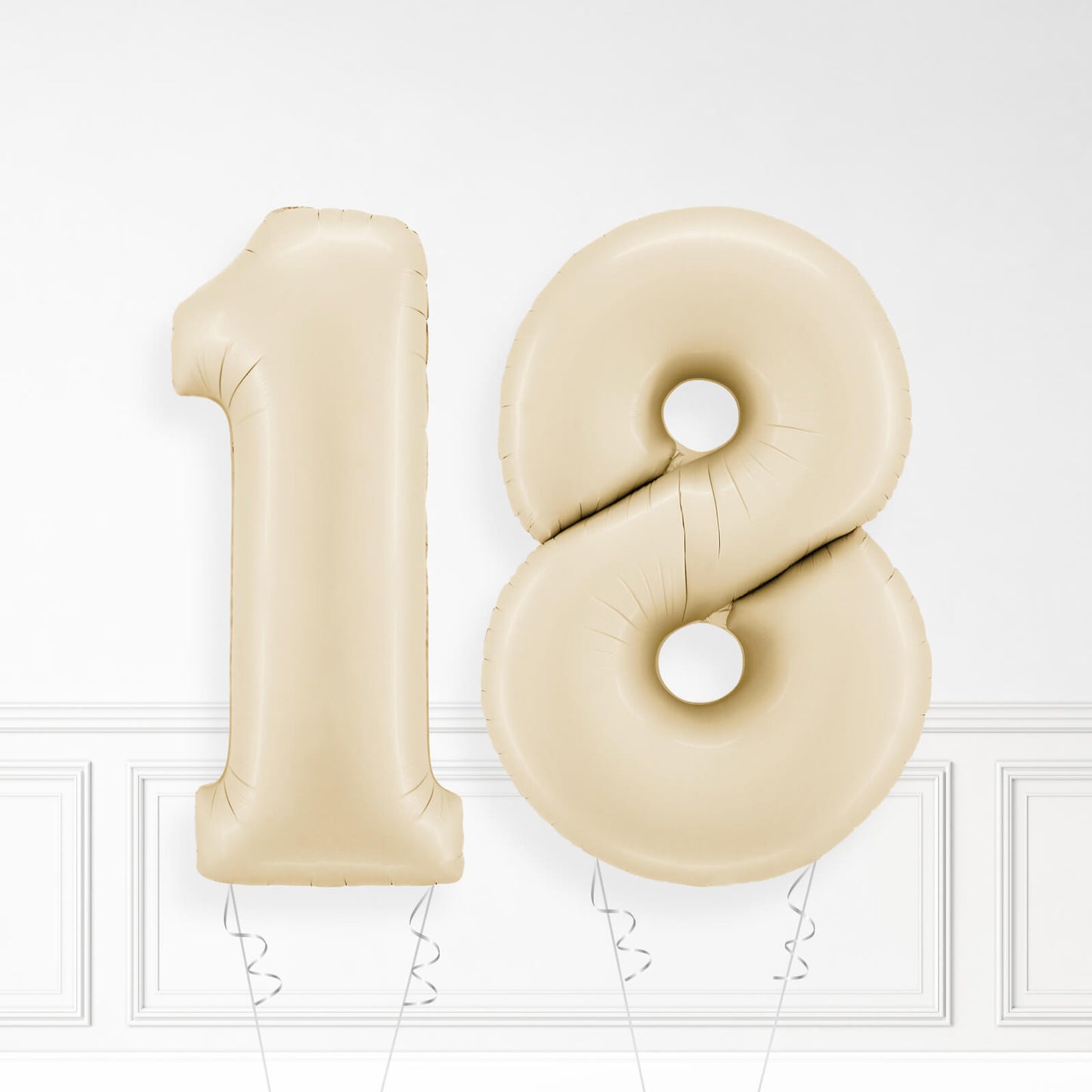 Inflated Cream Foil Number Balloon