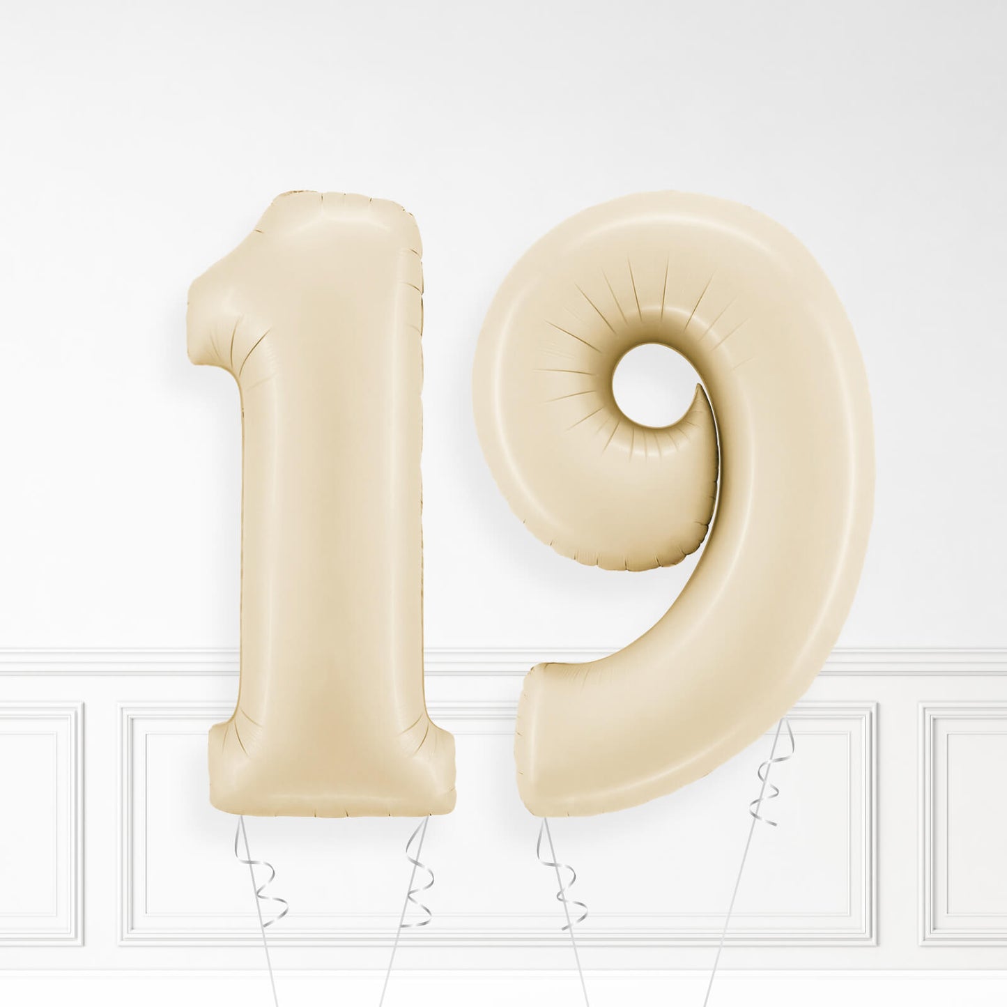 Inflated Cream Foil Number Balloon