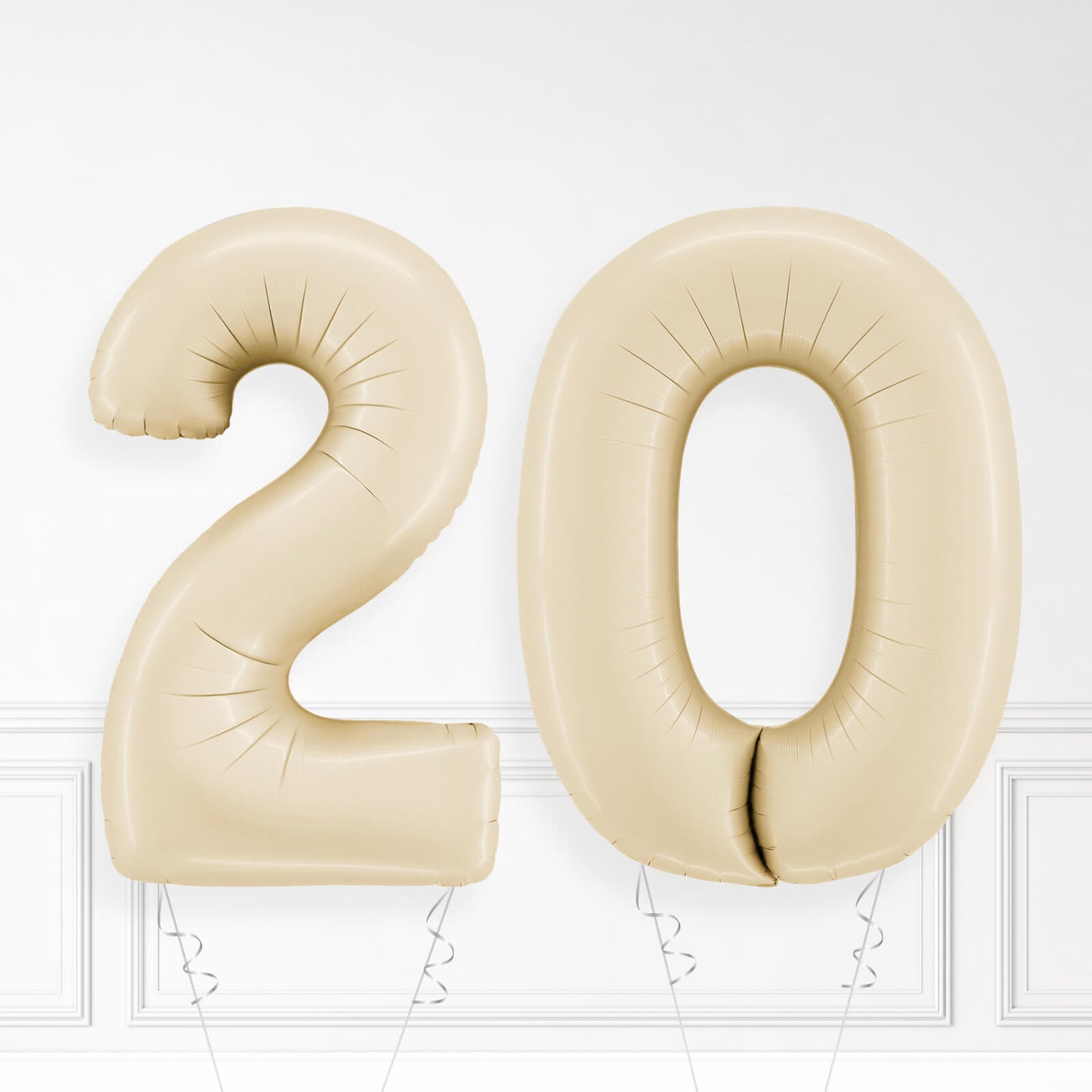 Inflated Cream Foil Number Balloon