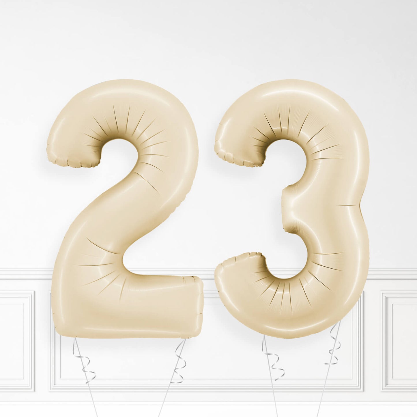 Inflated Cream Foil Number Balloon