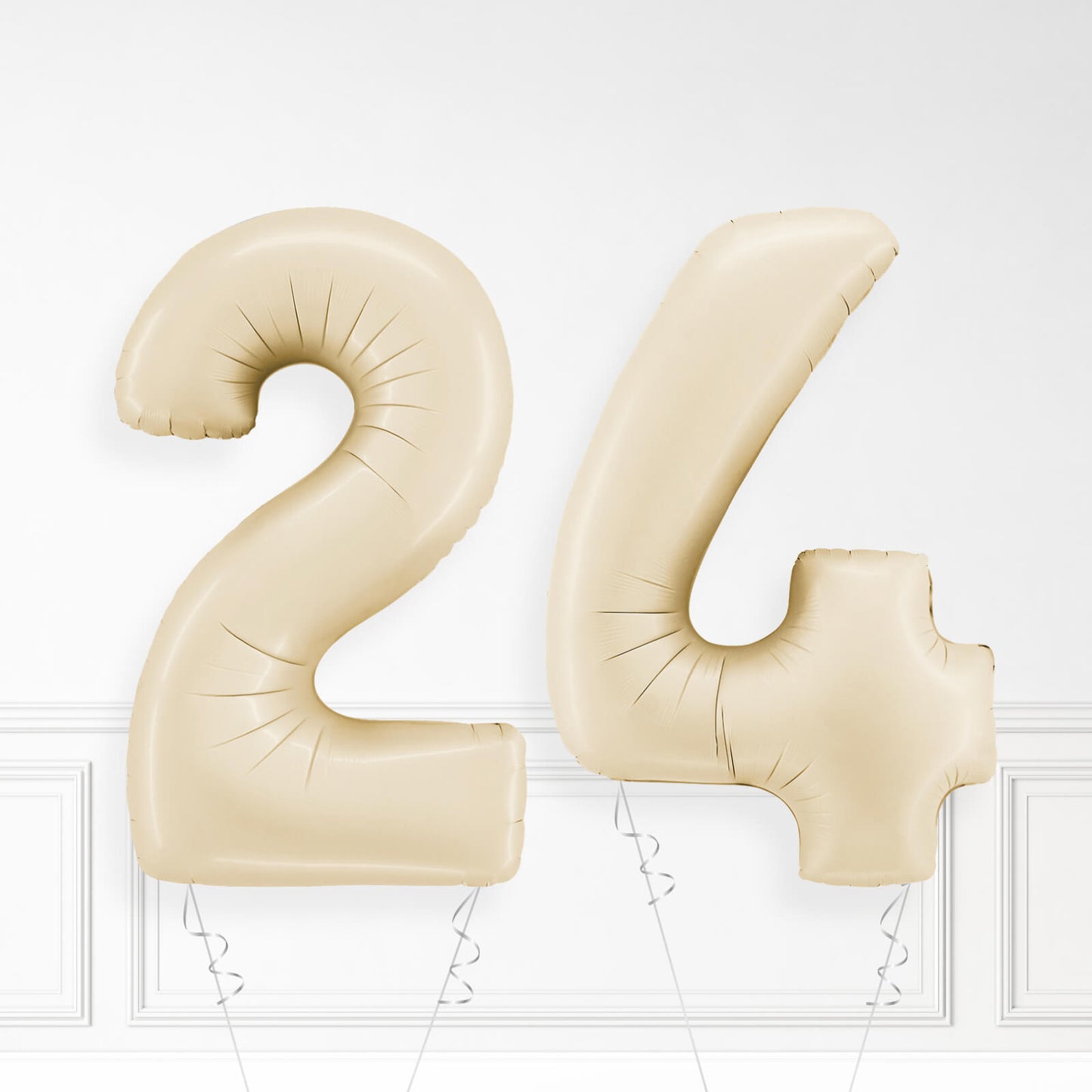 Inflated Cream Foil Number Balloon