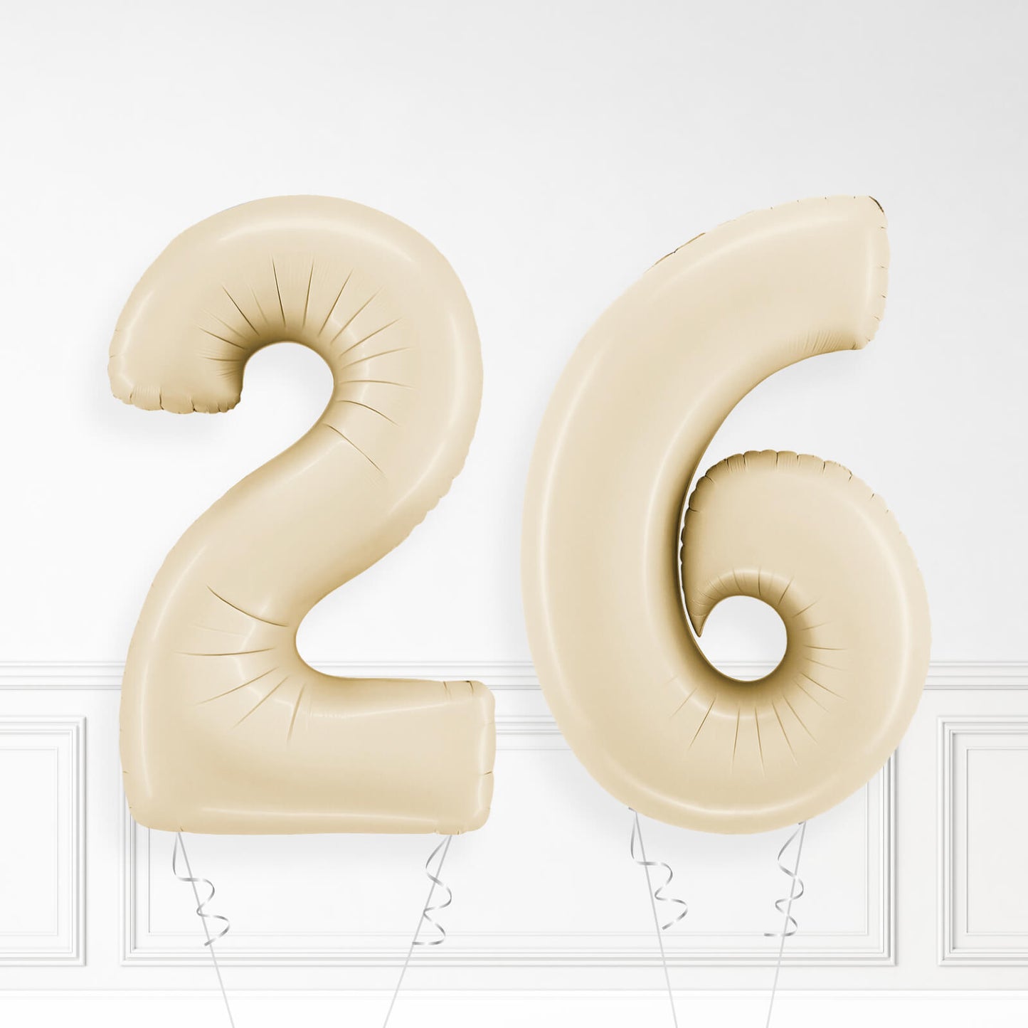 Inflated Cream Foil Number Balloon