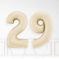 Inflated Cream Foil Number Balloon