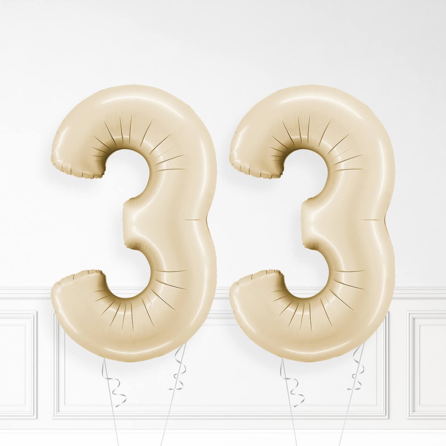 Inflated Cream Foil Number Balloon