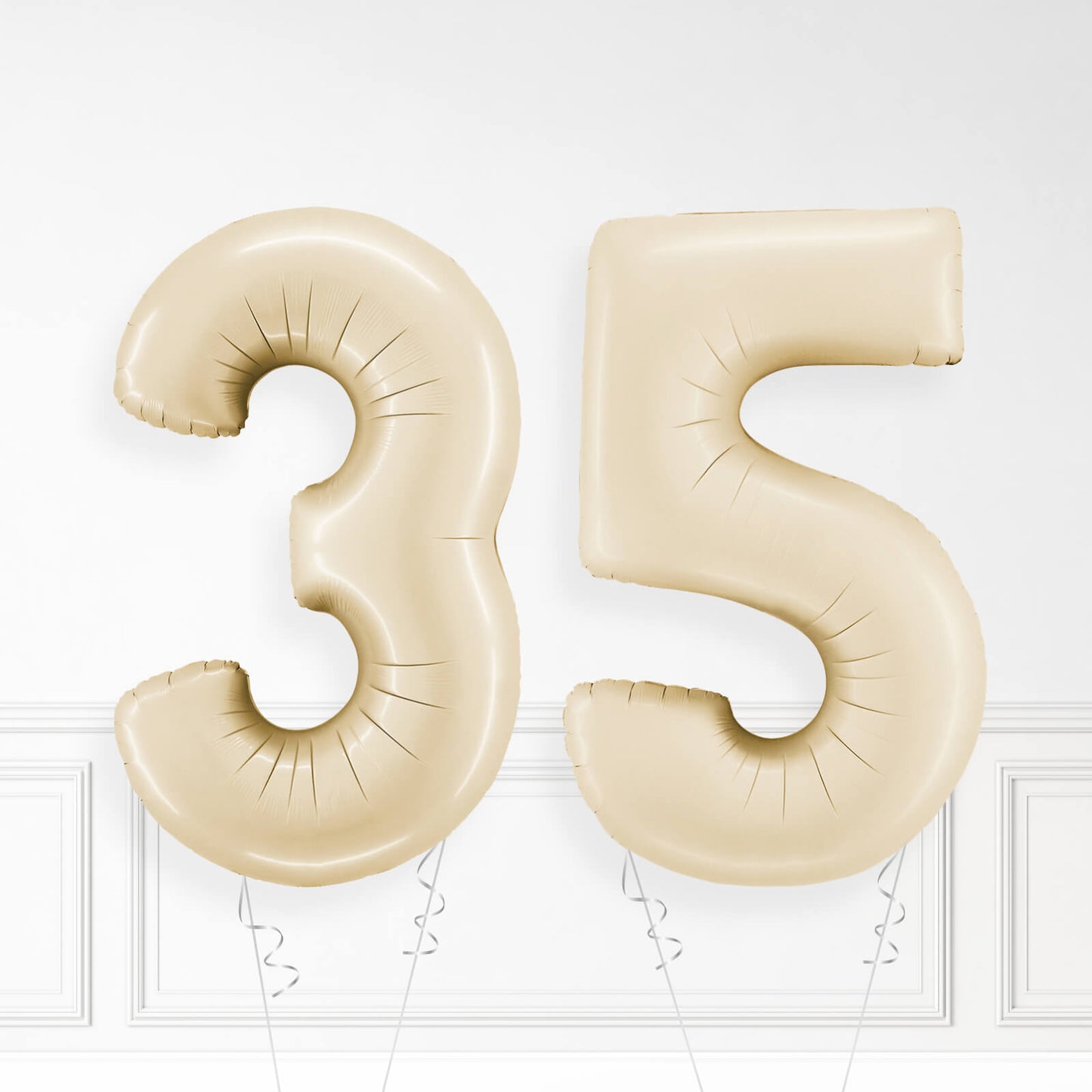 Inflated Cream Foil Number Balloon