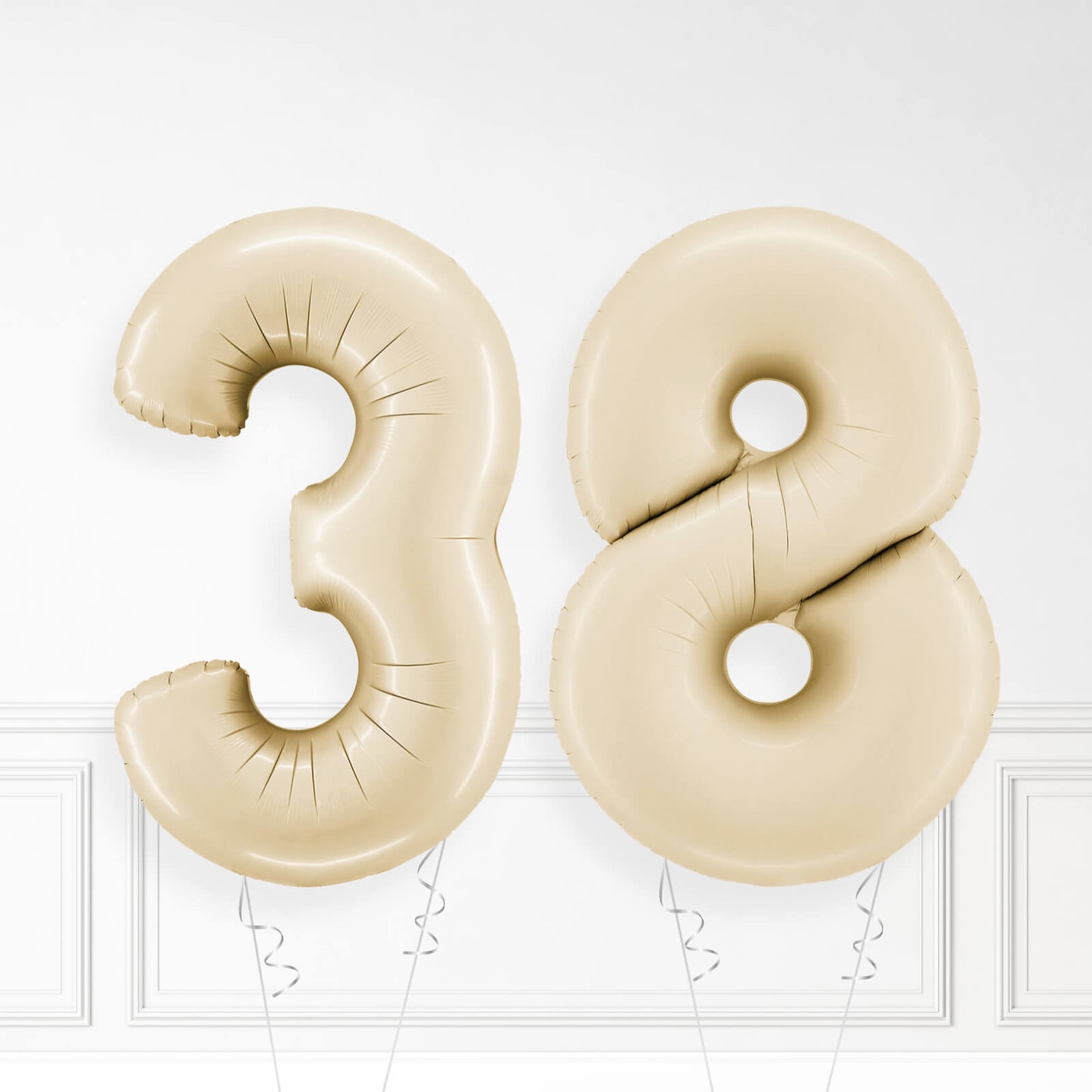 Inflated Cream Foil Number Balloon