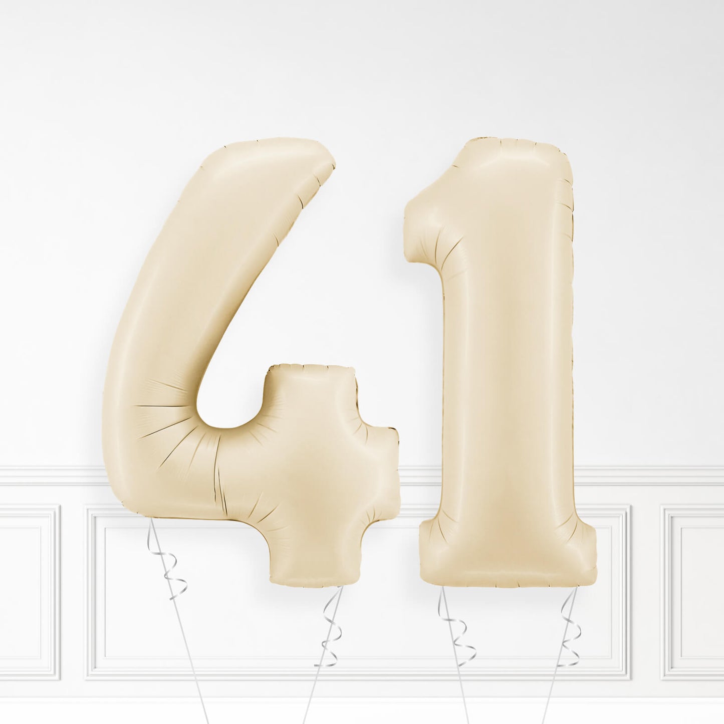 Inflated Cream Foil Number Balloon