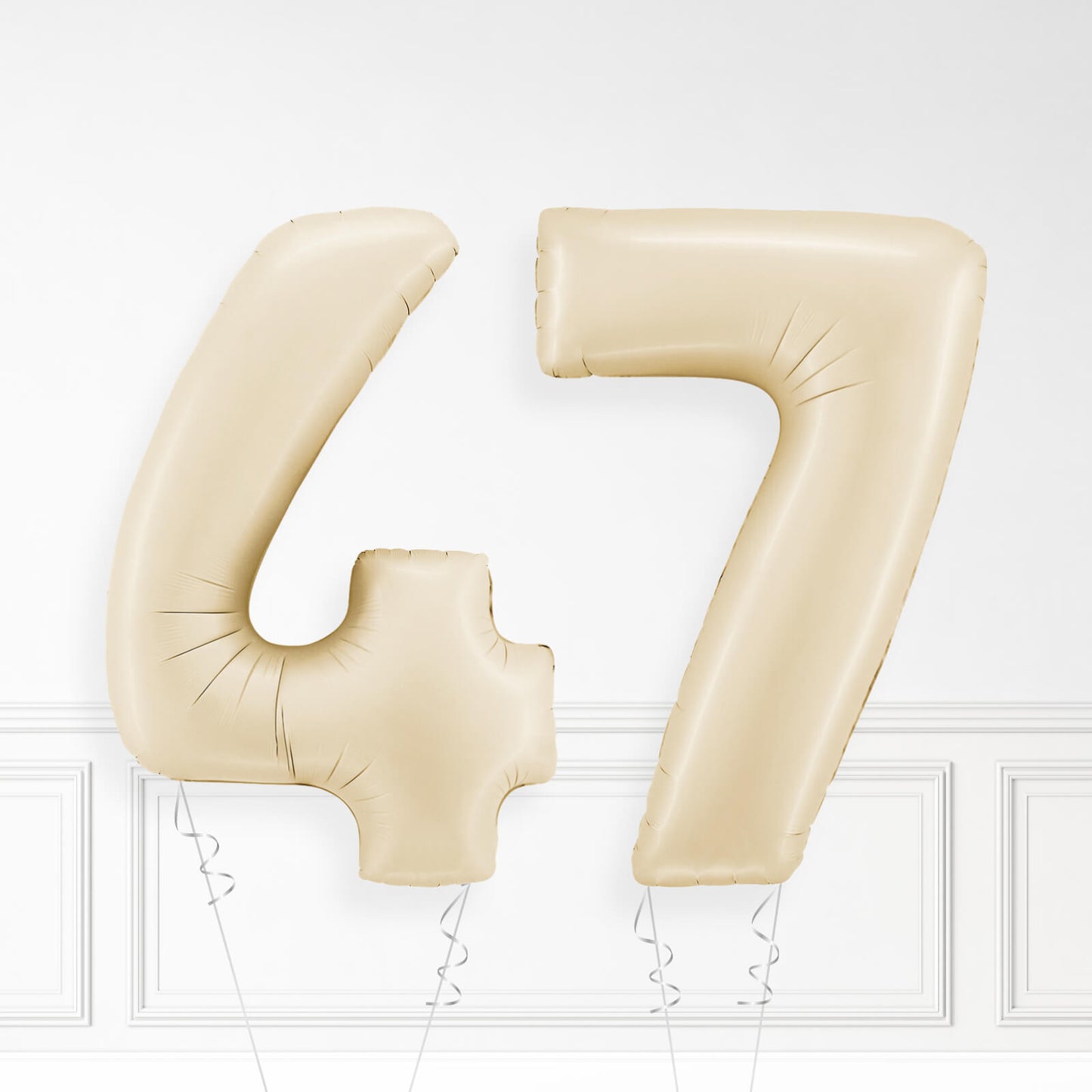 Inflated Cream Foil Number Balloon