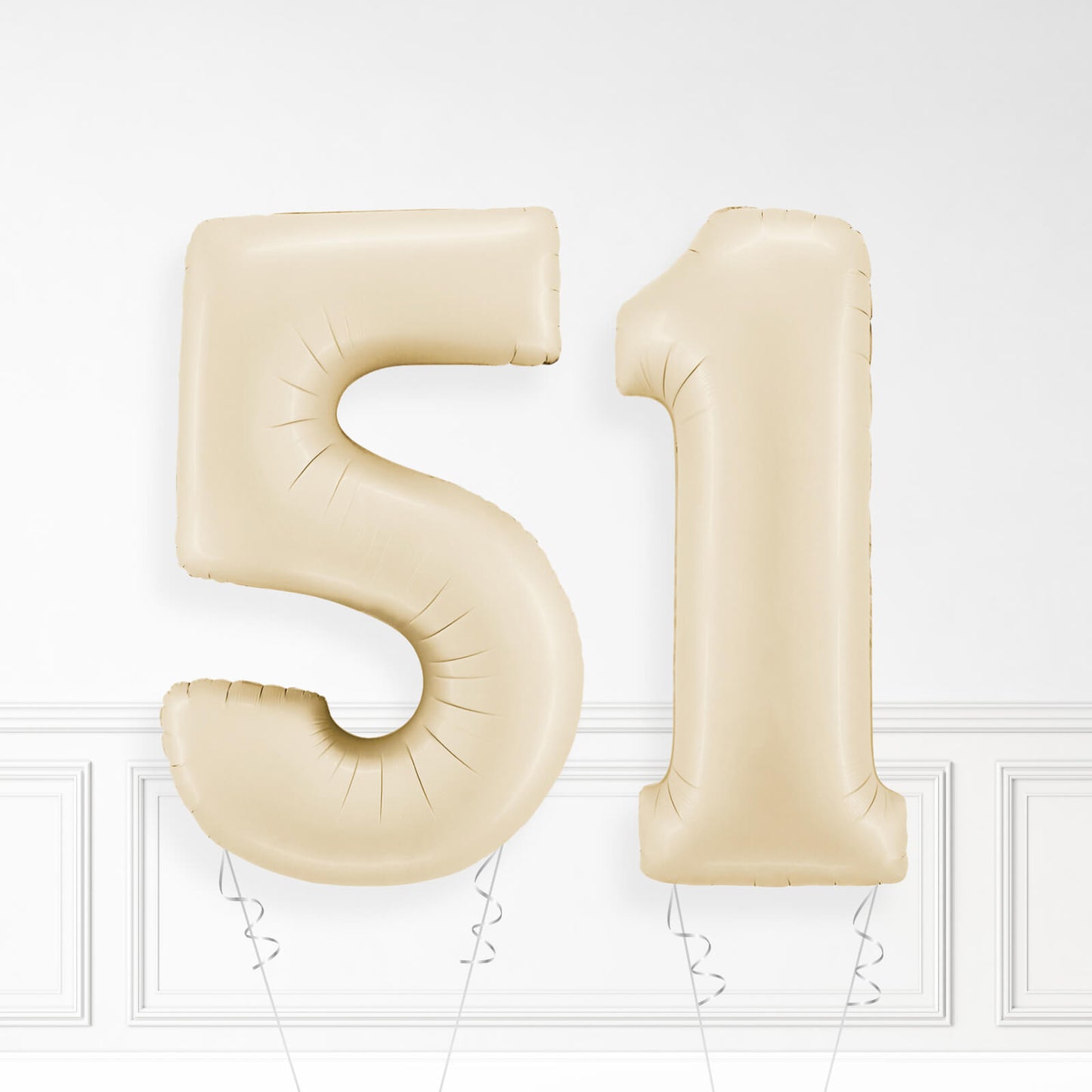 Inflated Cream Foil Number Balloon