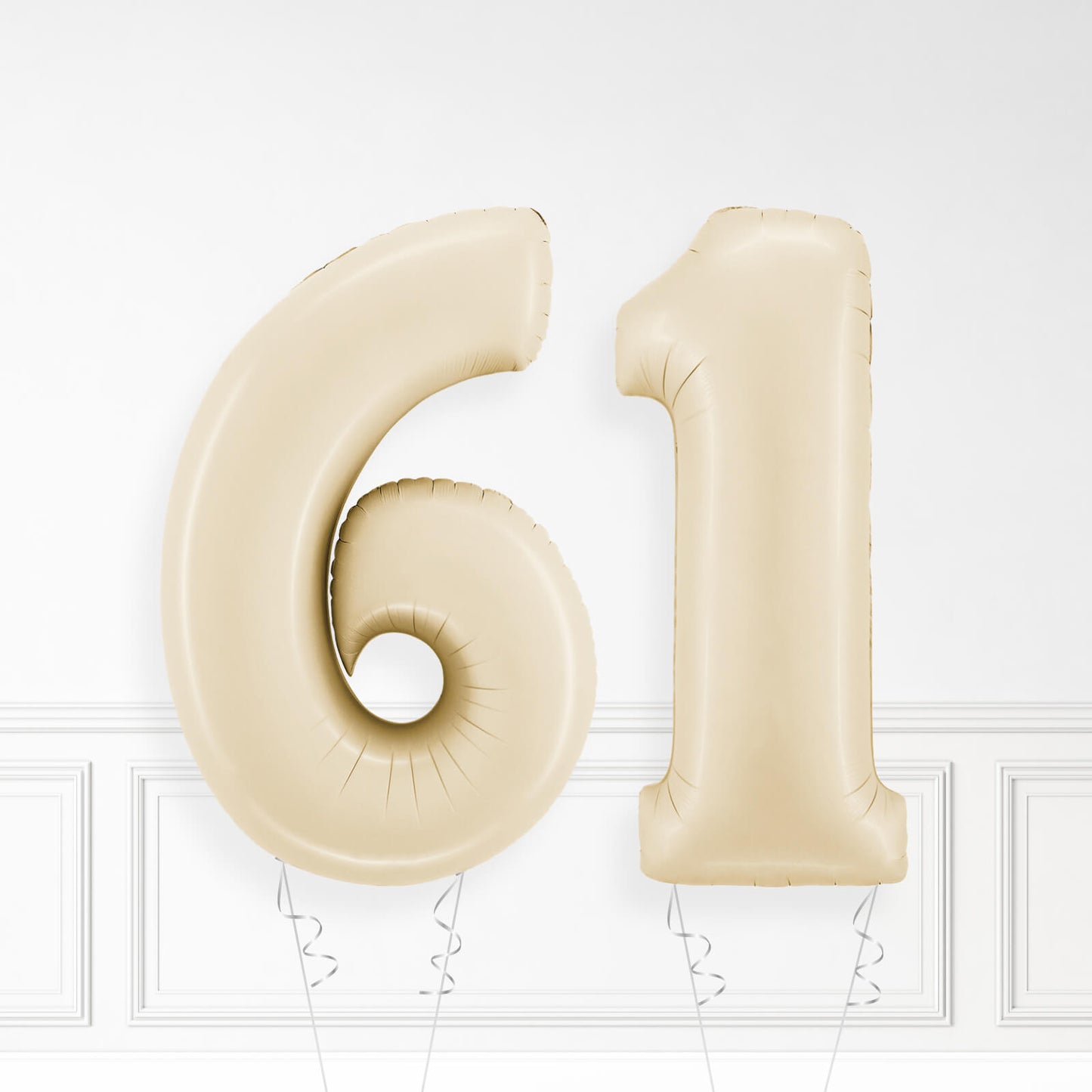 Inflated Cream Foil Number Balloon