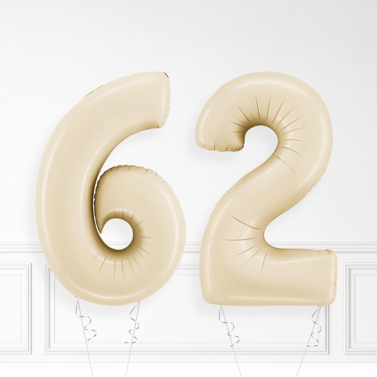 Inflated Cream Foil Number Balloon