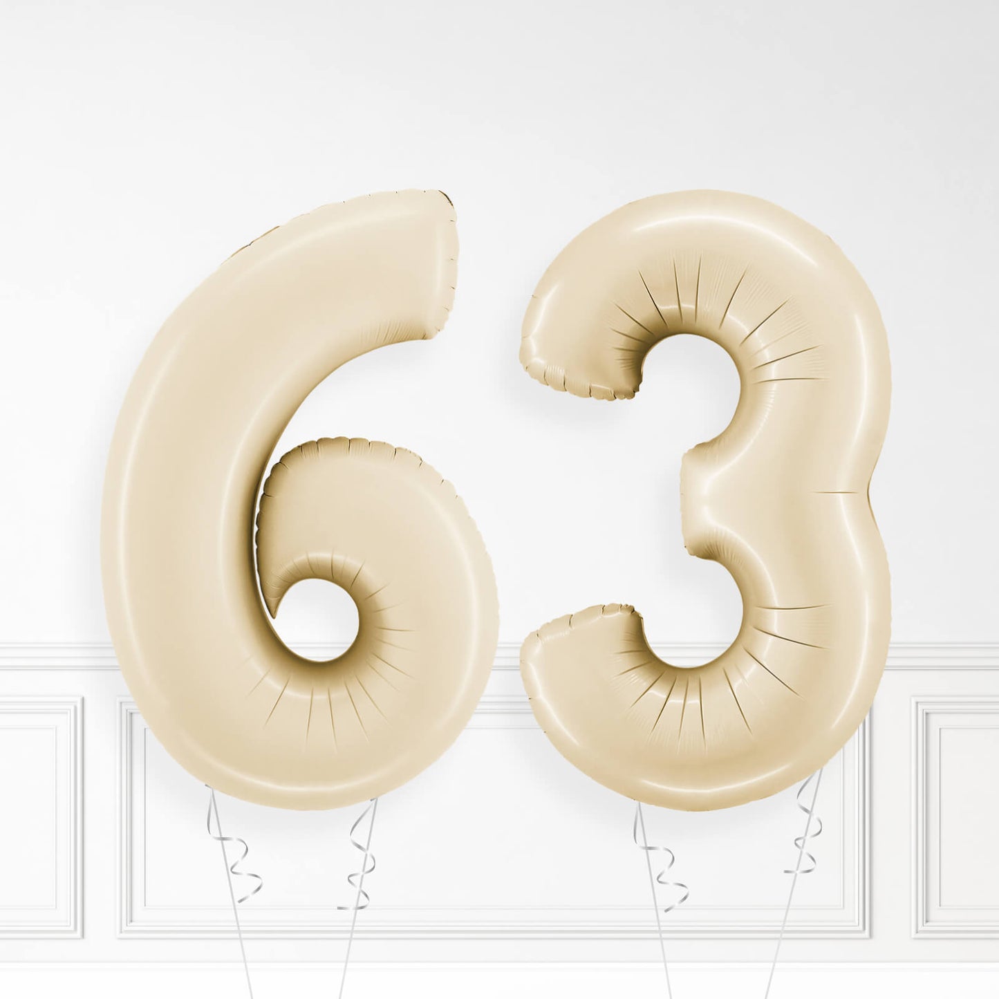 Inflated Cream Foil Number Balloon