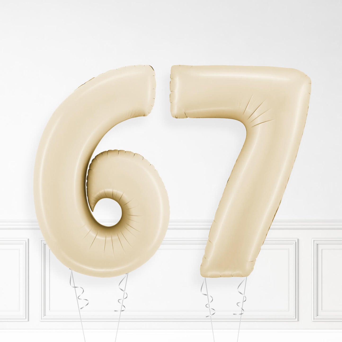 Inflated Cream Foil Number Balloon