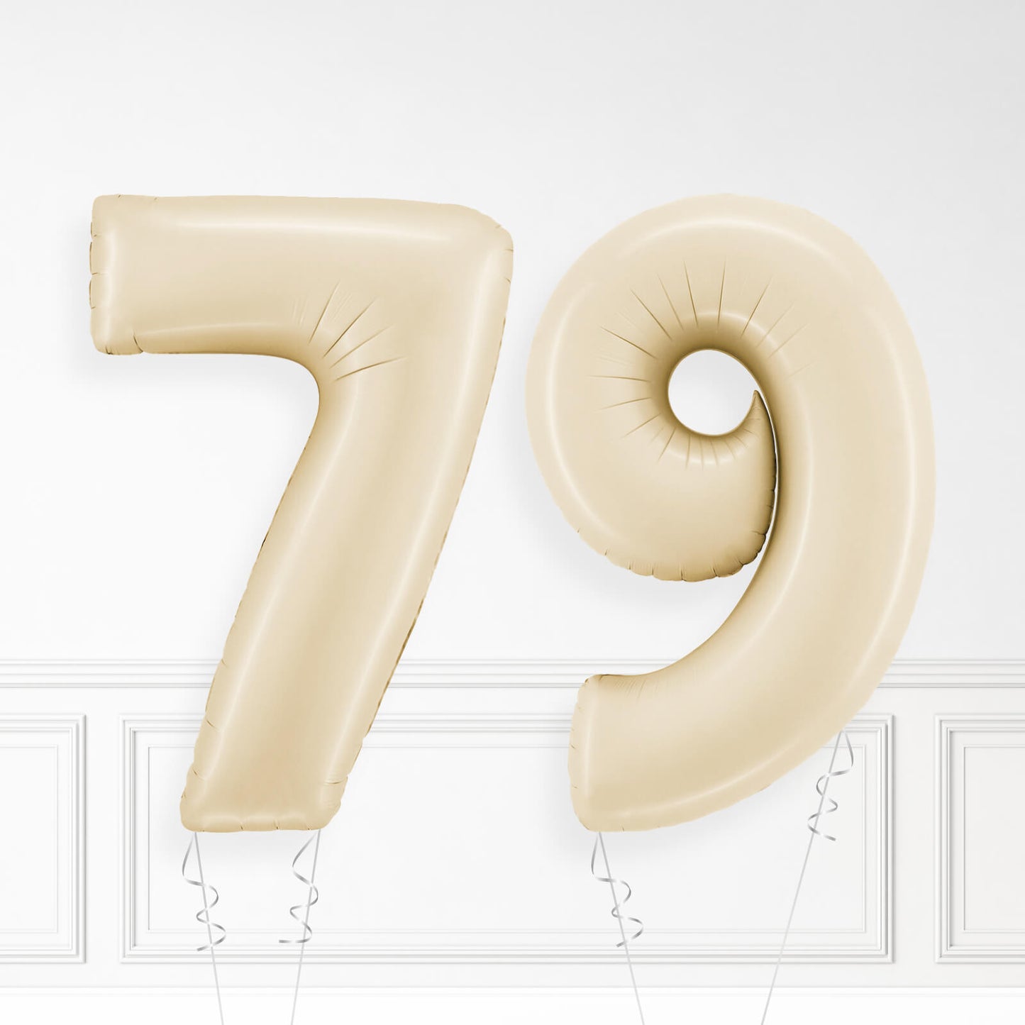 Inflated Cream Foil Number Balloon