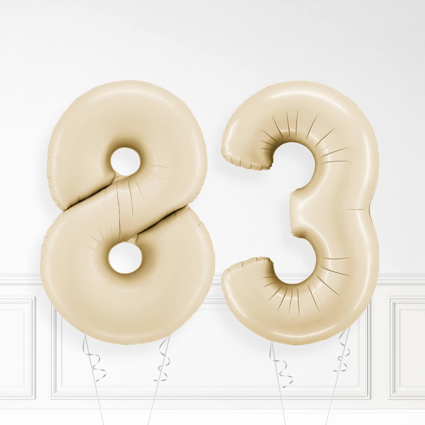 Inflated Cream Foil Number Balloon