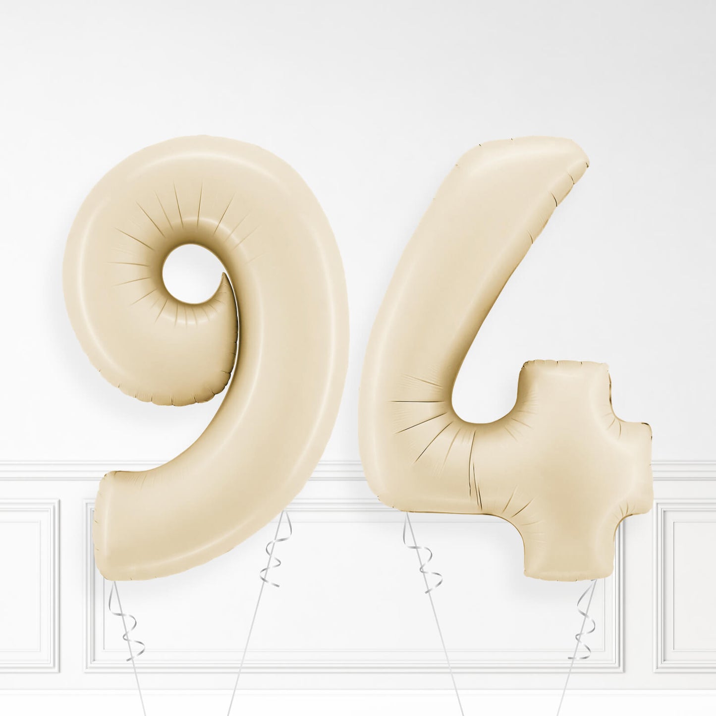 Inflated Cream Foil Number Balloon