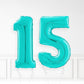 Inflated Turquoise Foil Number Balloon