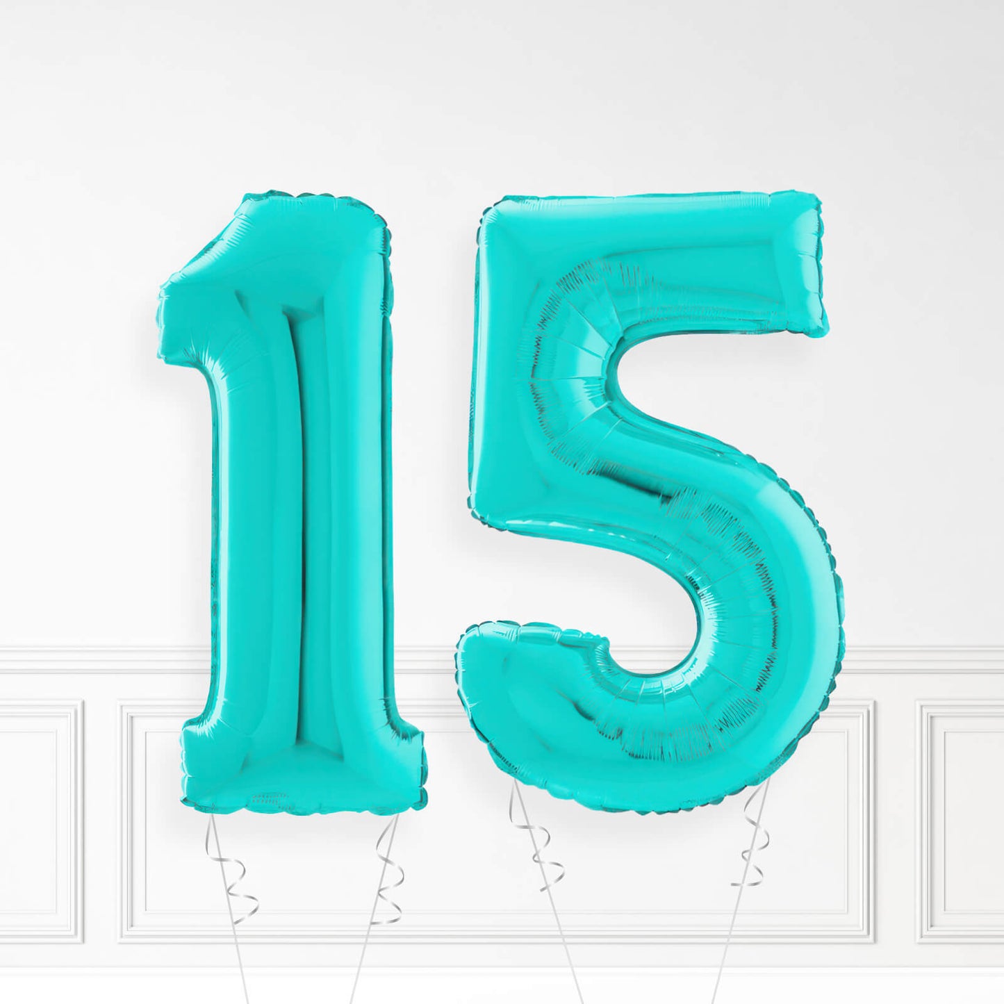 Inflated Turquoise Foil Number Balloon