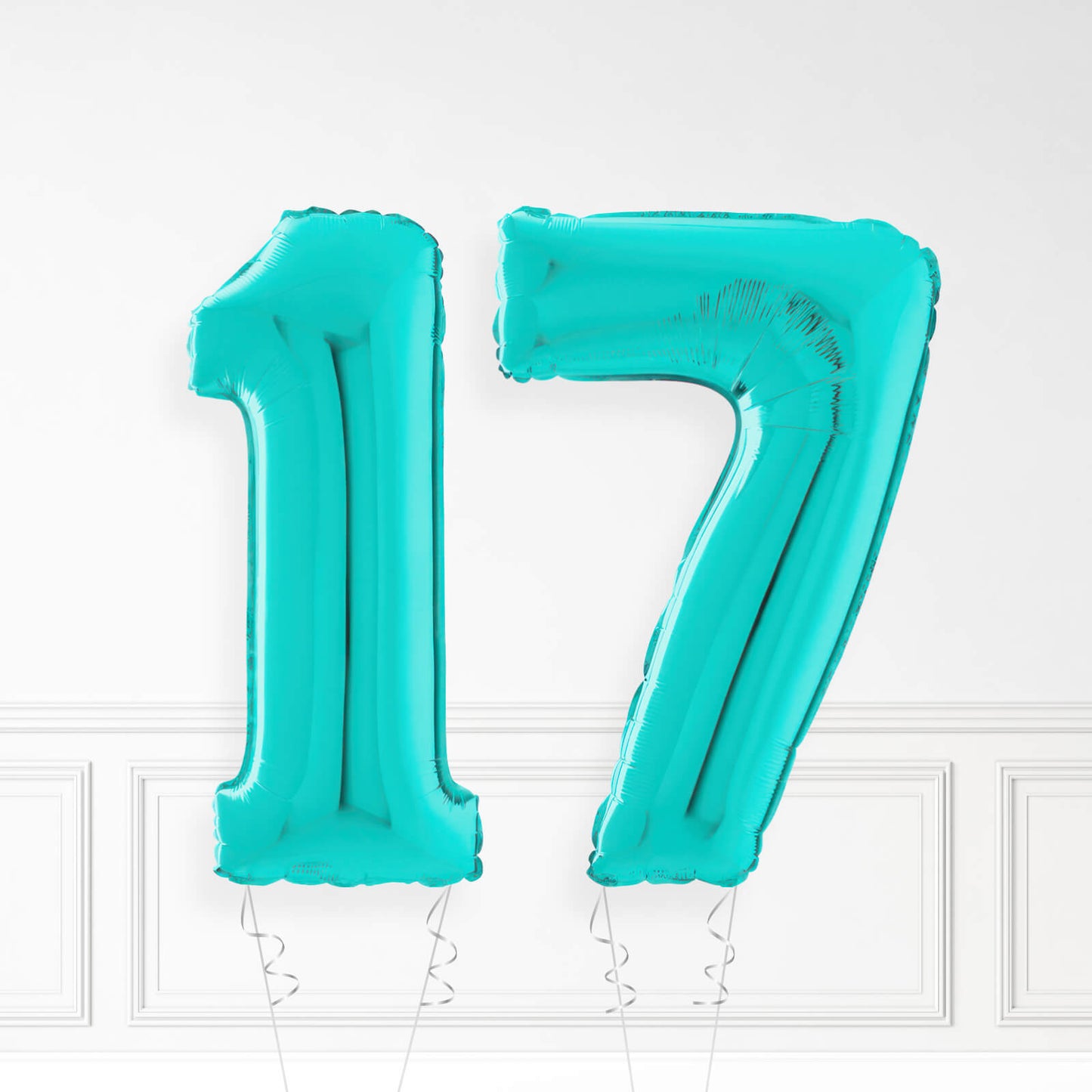 Inflated Turquoise Foil Number Balloon