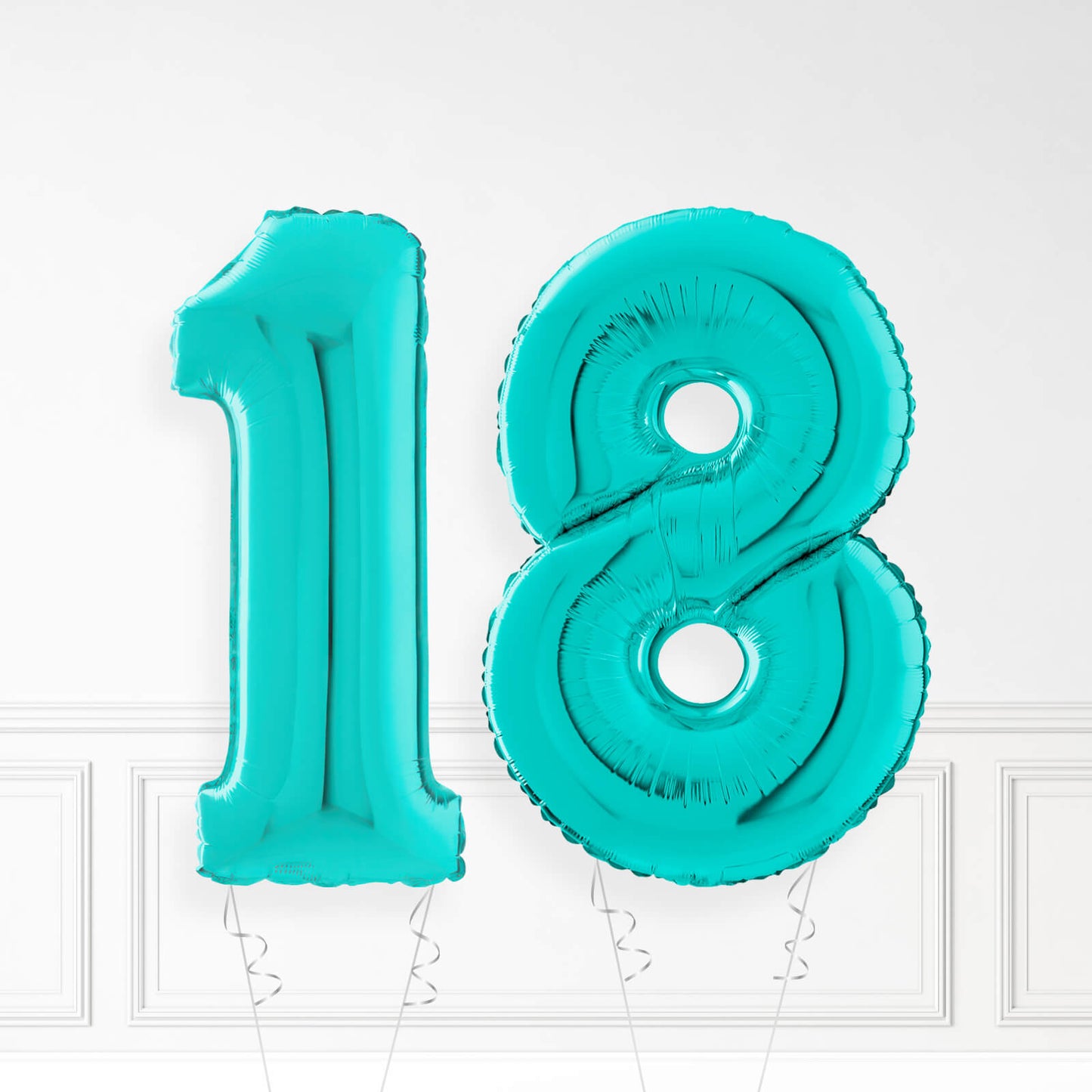 Inflated Turquoise Foil Number Balloon