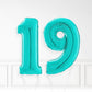 Inflated Turquoise Foil Number Balloon