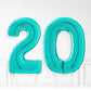 Inflated Turquoise Foil Number Balloon