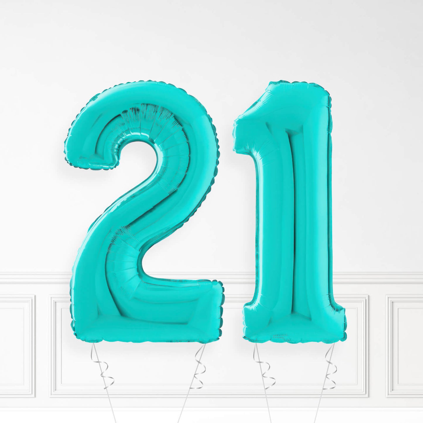 Inflated Turquoise Foil Number Balloon