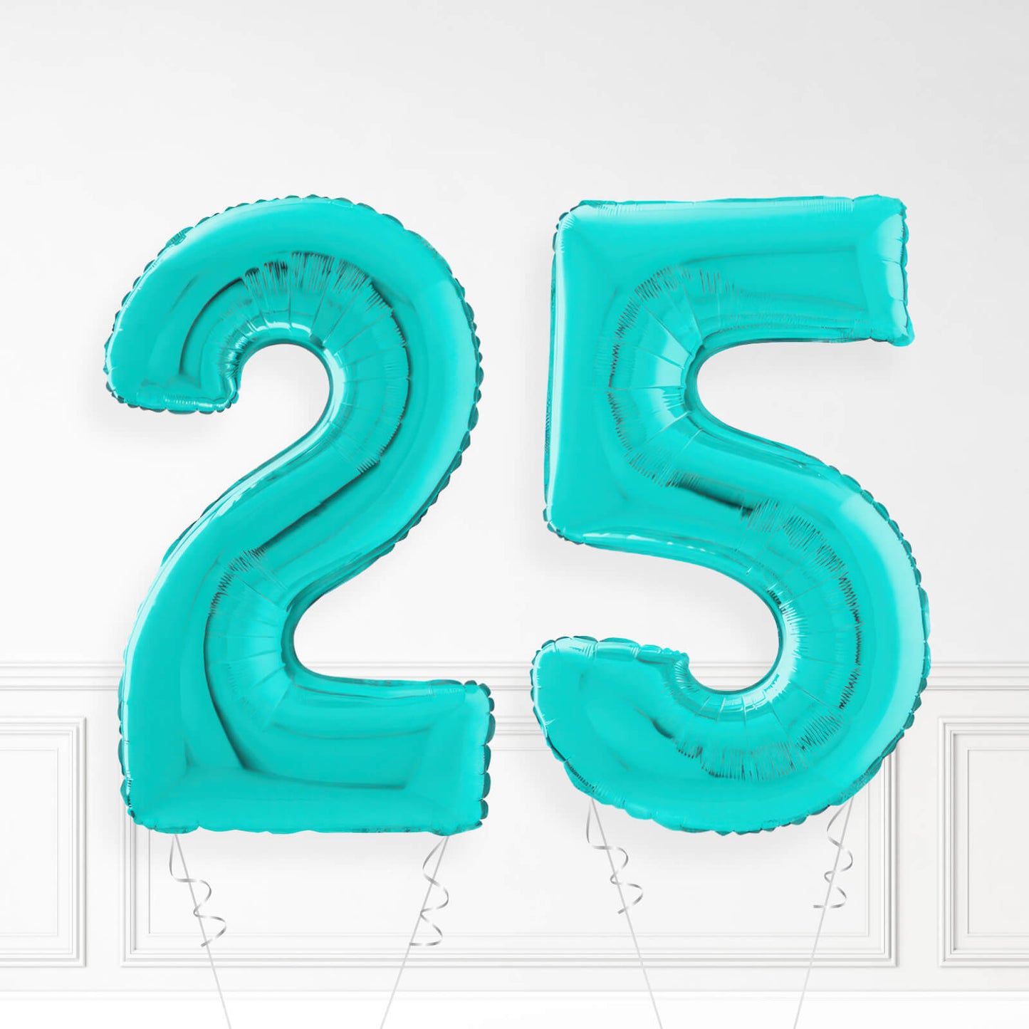 Inflated Turquoise Foil Number Balloon