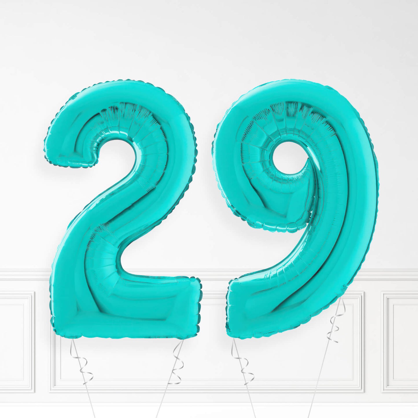 Inflated Turquoise Foil Number Balloon