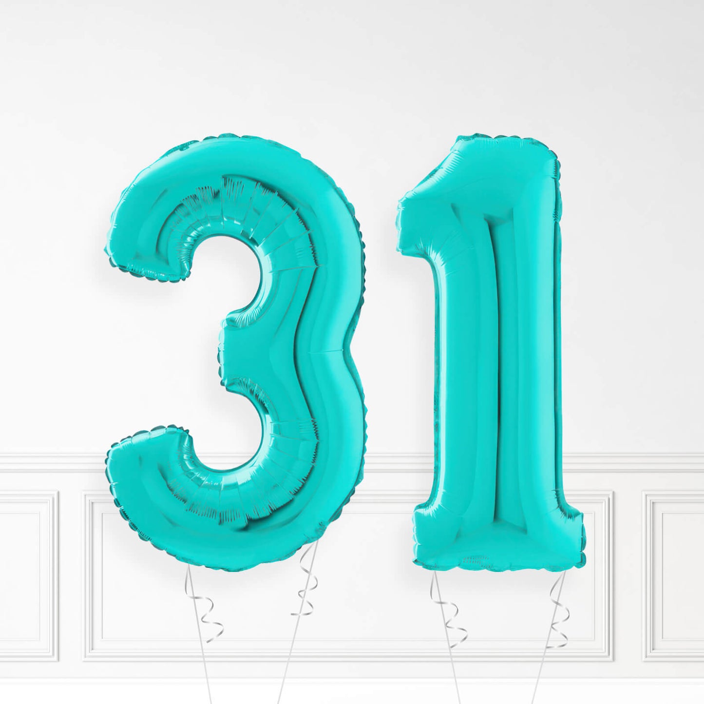 Inflated Turquoise Foil Number Balloon