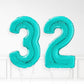 Inflated Turquoise Foil Number Balloon