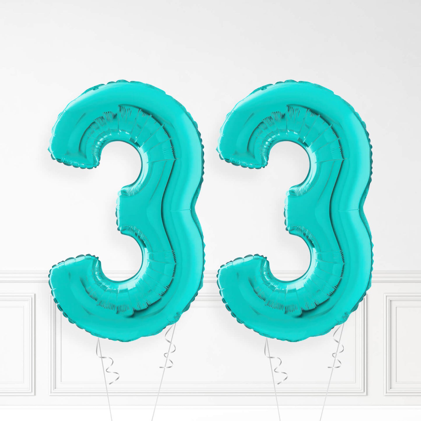 Inflated Turquoise Foil Number Balloon