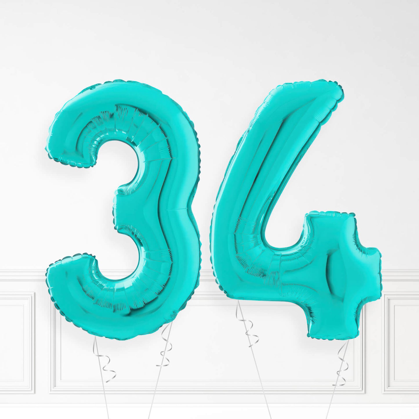 Inflated Turquoise Foil Number Balloon