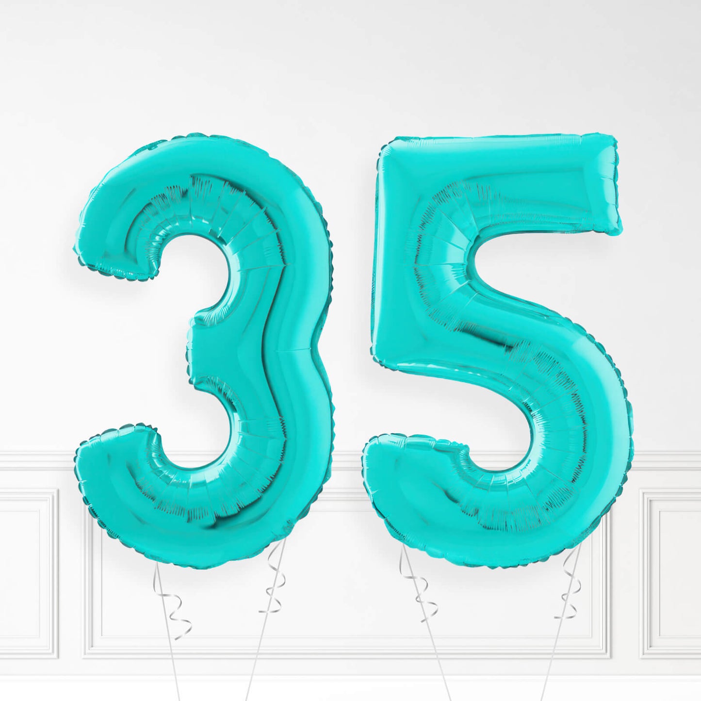 Inflated Turquoise Foil Number Balloon