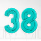 Inflated Turquoise Foil Number Balloon