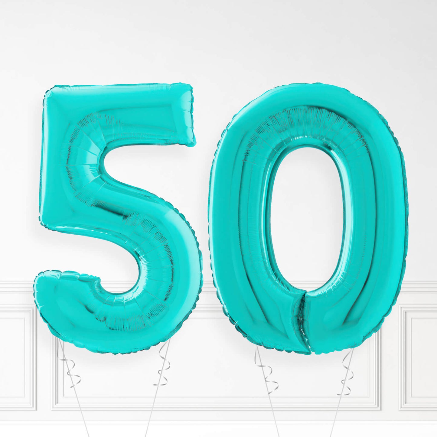 Inflated Turquoise Foil Number Balloon