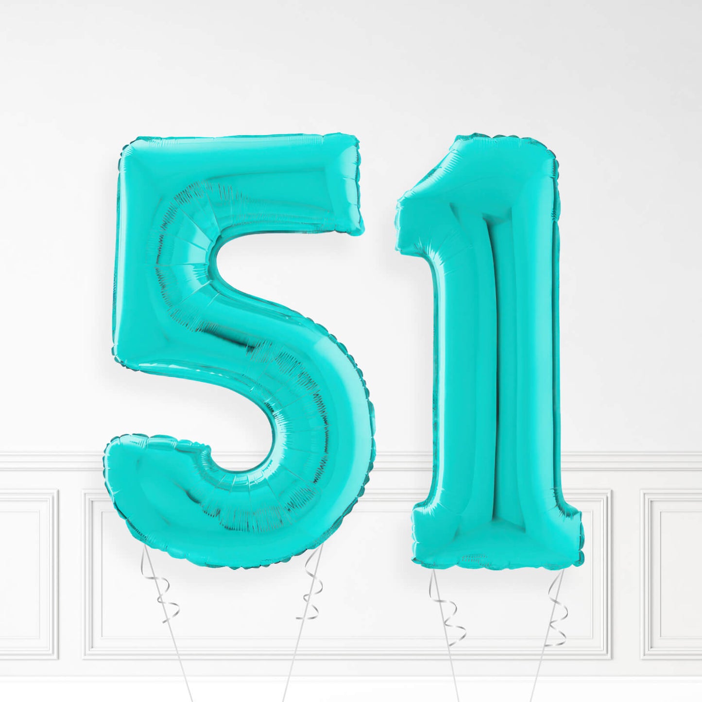 Inflated Turquoise Foil Number Balloon