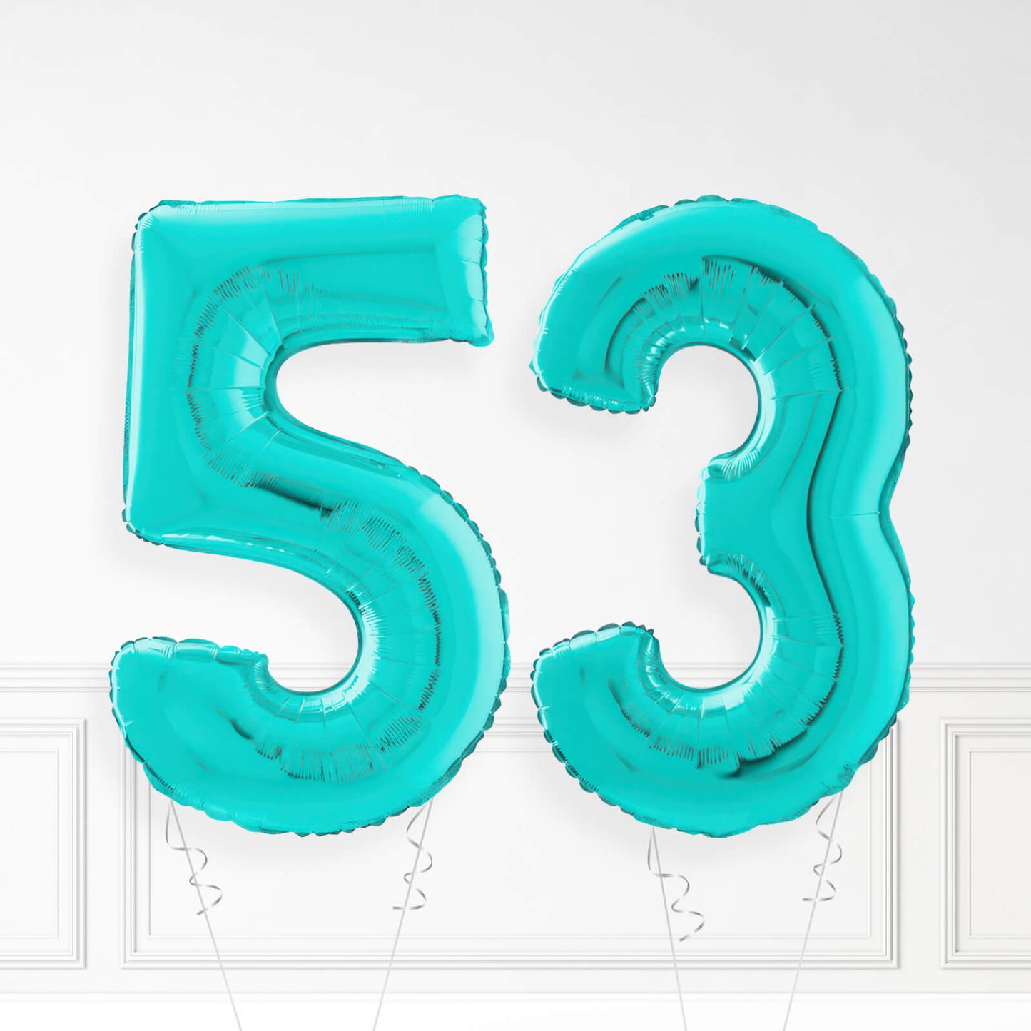 Inflated Turquoise Foil Number Balloon