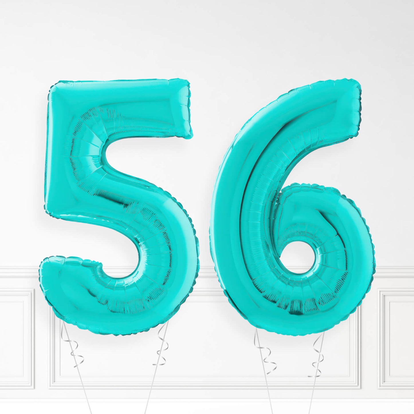 Inflated Turquoise Foil Number Balloon