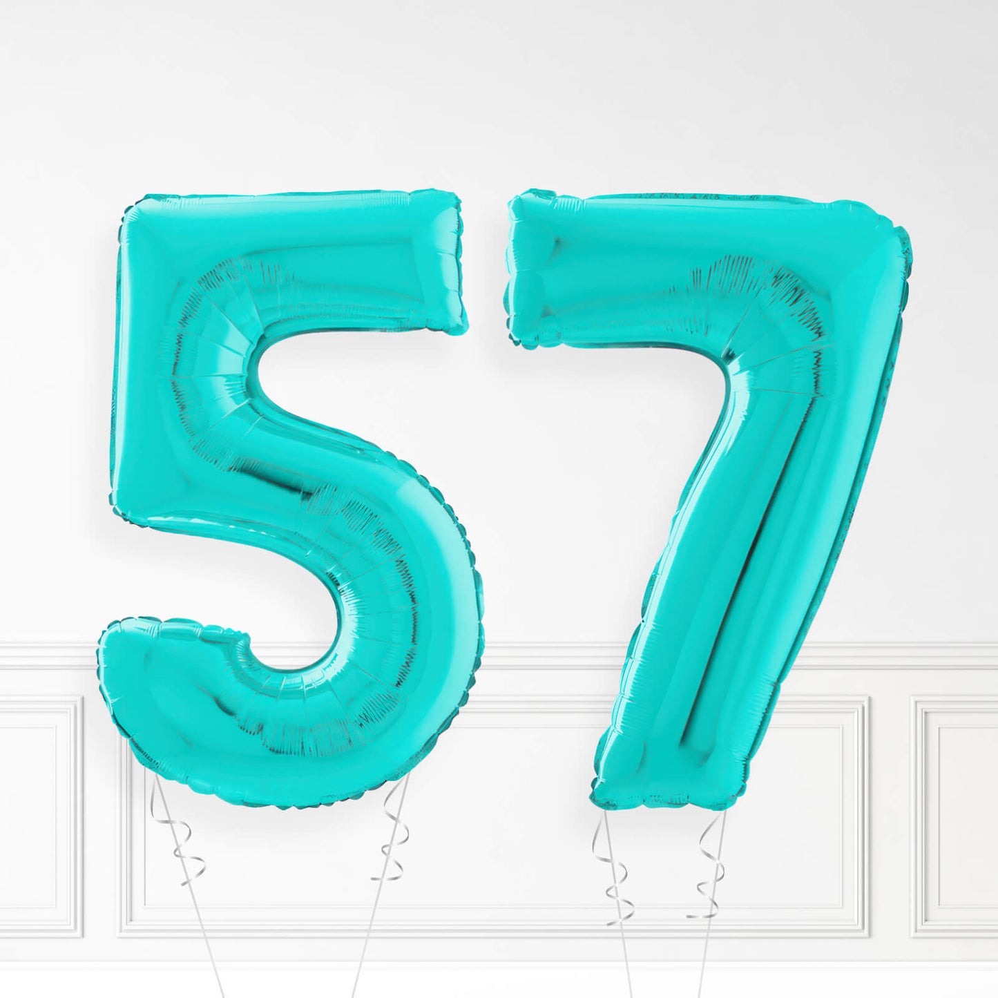 Inflated Turquoise Foil Number Balloon