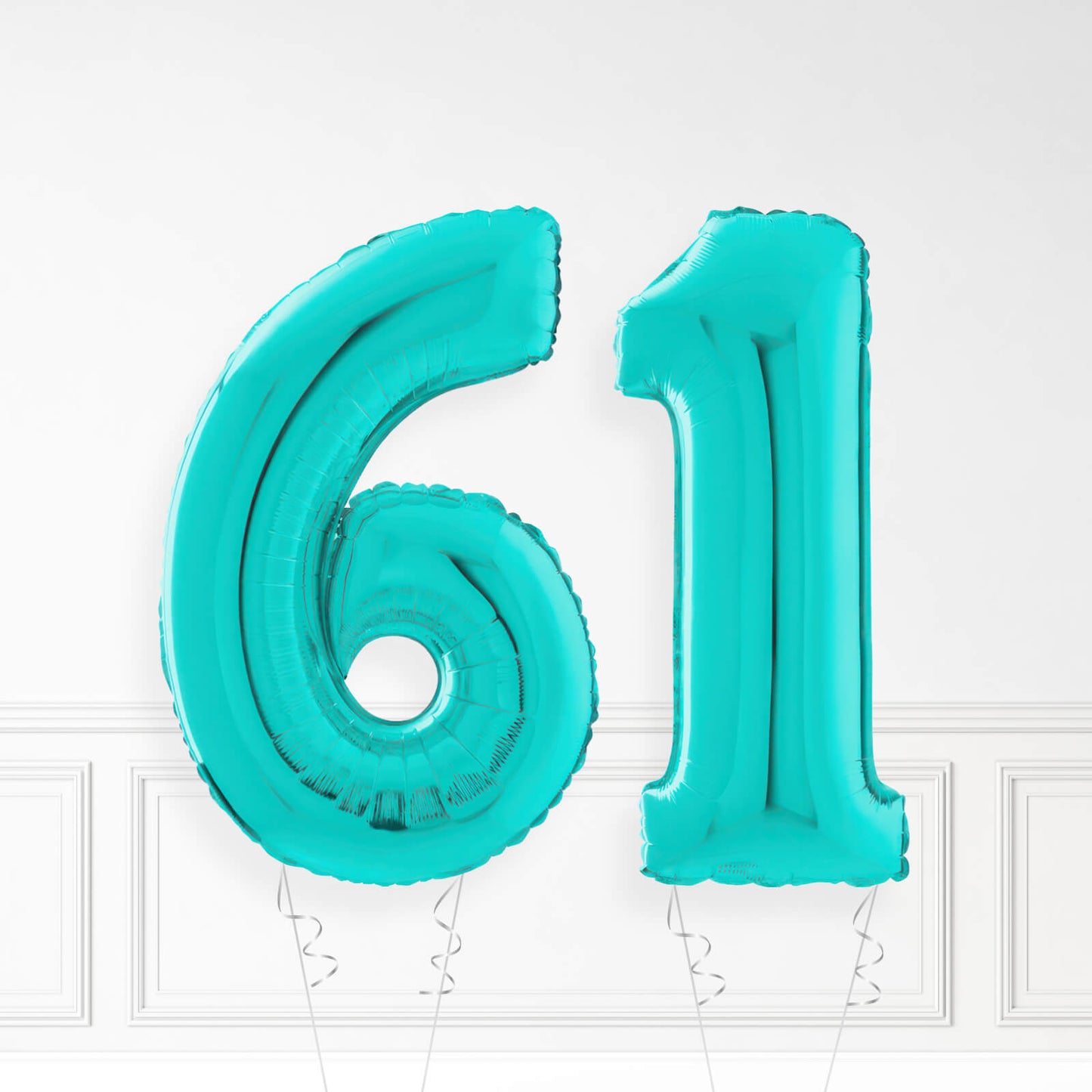 Inflated Turquoise Foil Number Balloon