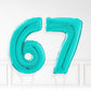 Inflated Turquoise Foil Number Balloon