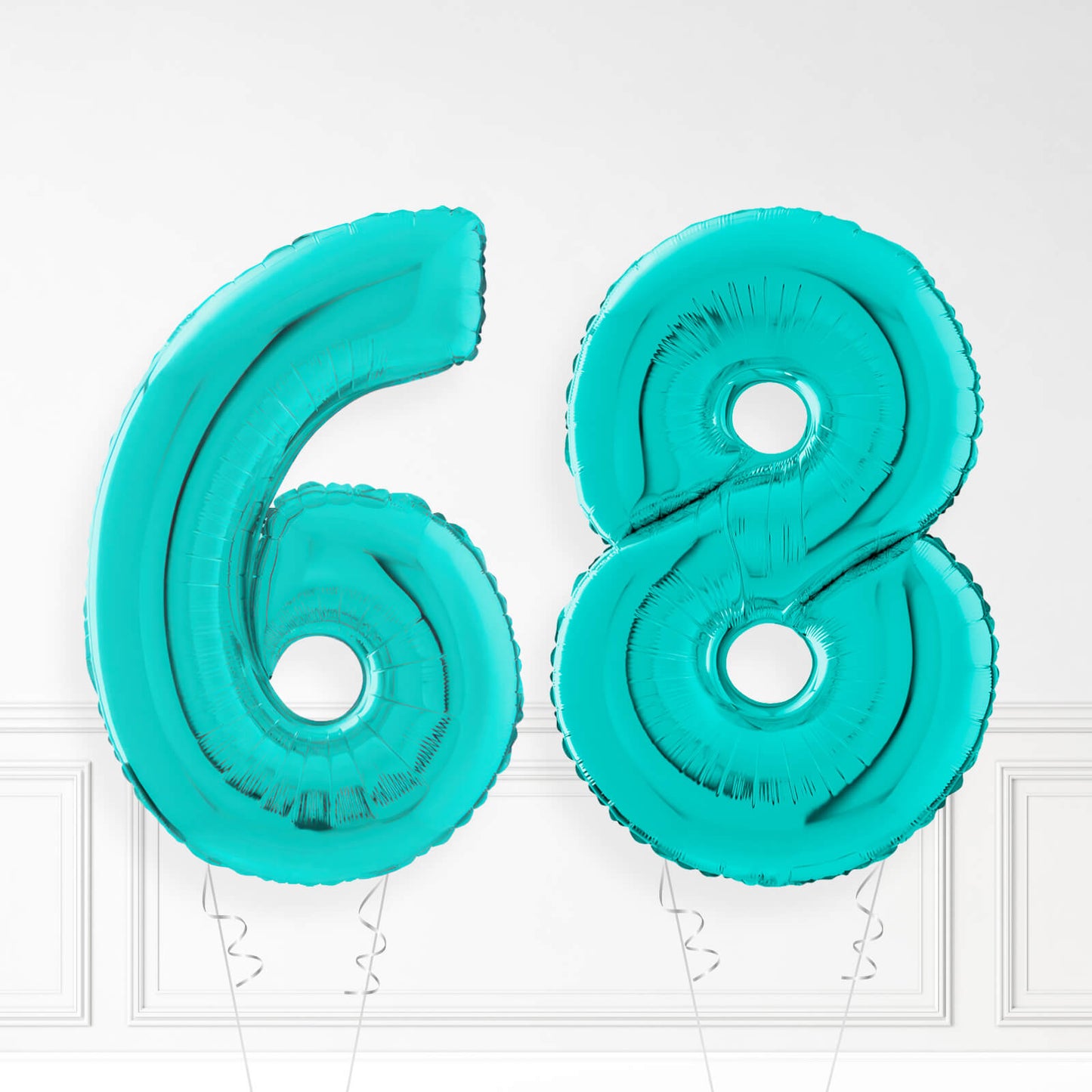 Inflated Turquoise Foil Number Balloon