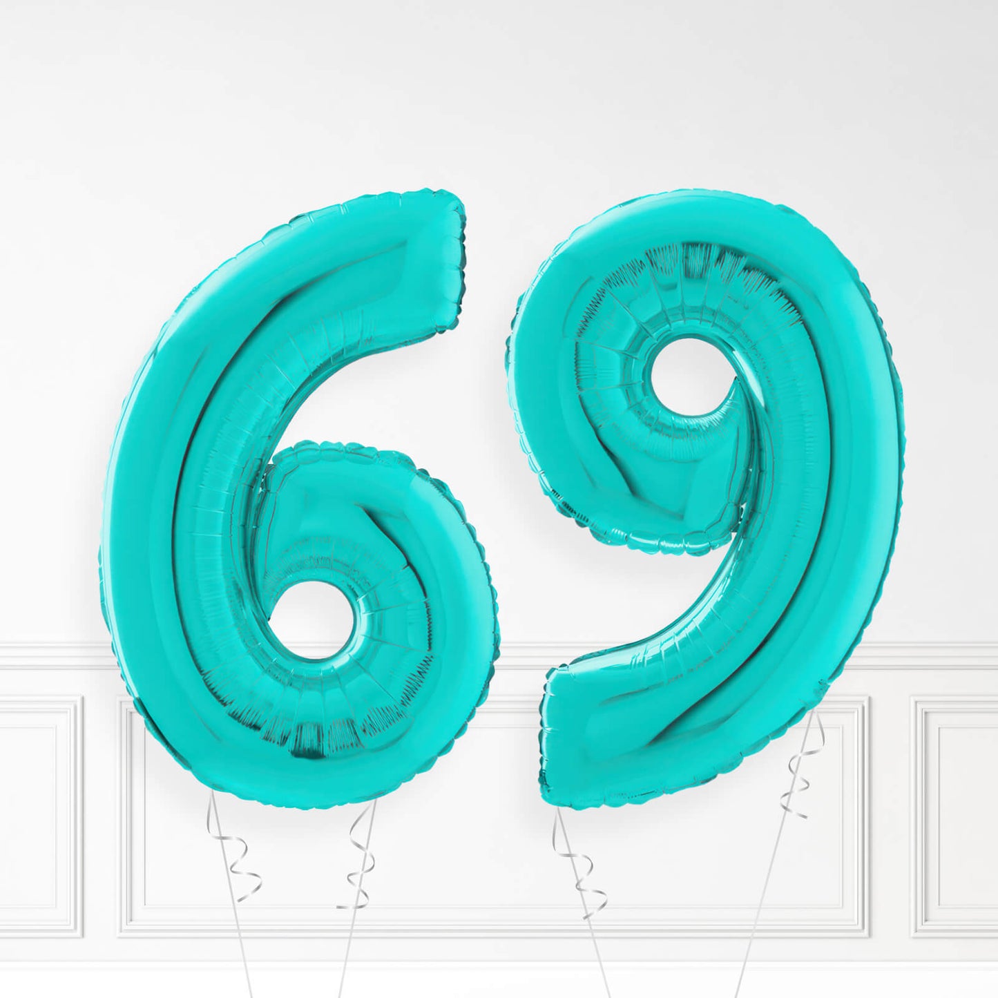 Inflated Turquoise Foil Number Balloon