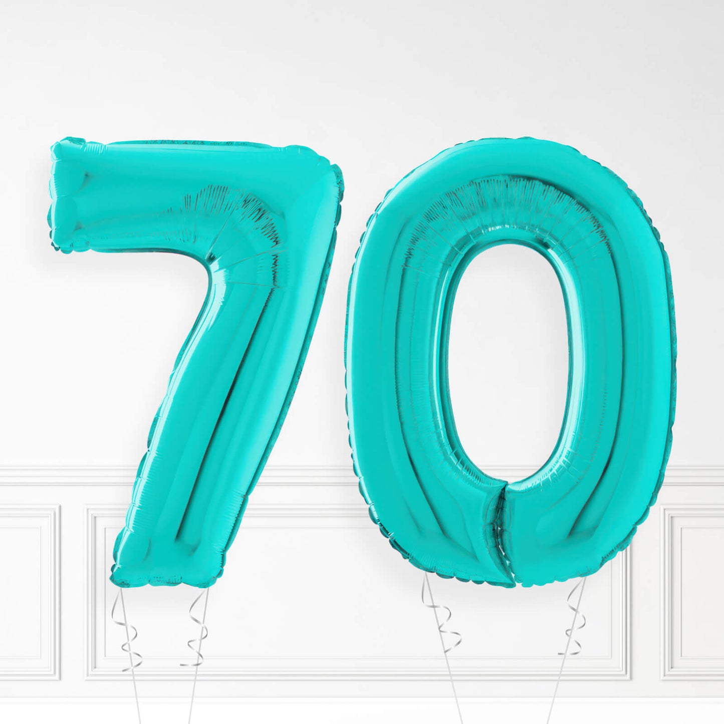 Inflated Turquoise Foil Number Balloon