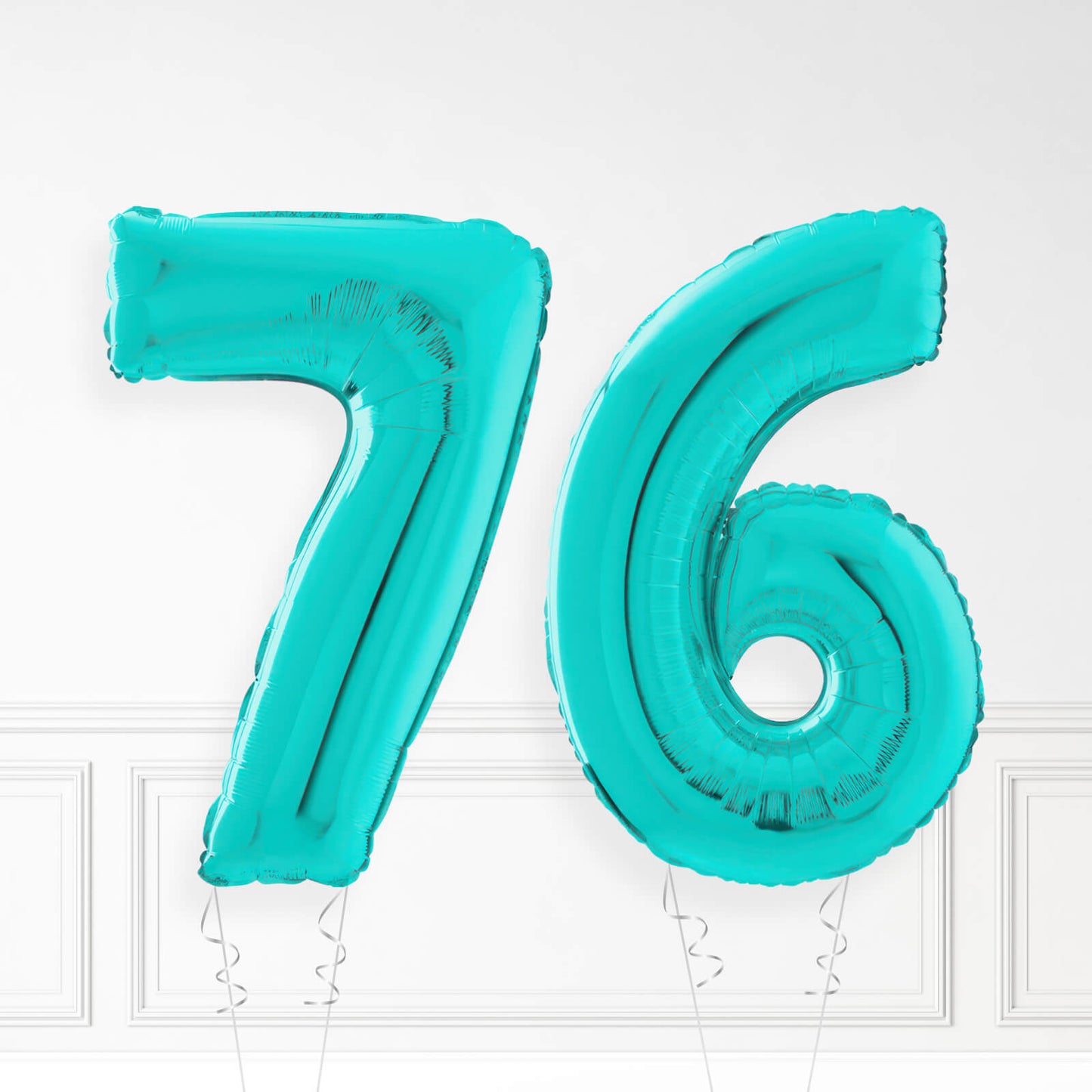 Inflated Turquoise Foil Number Balloon