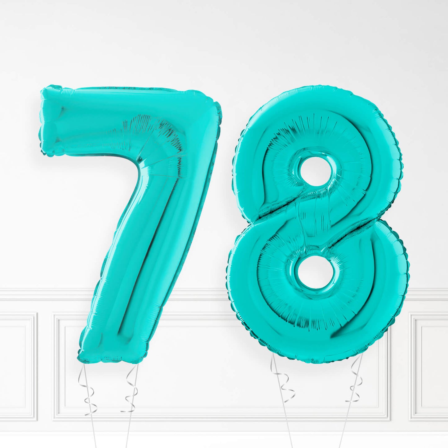 Inflated Turquoise Foil Number Balloon