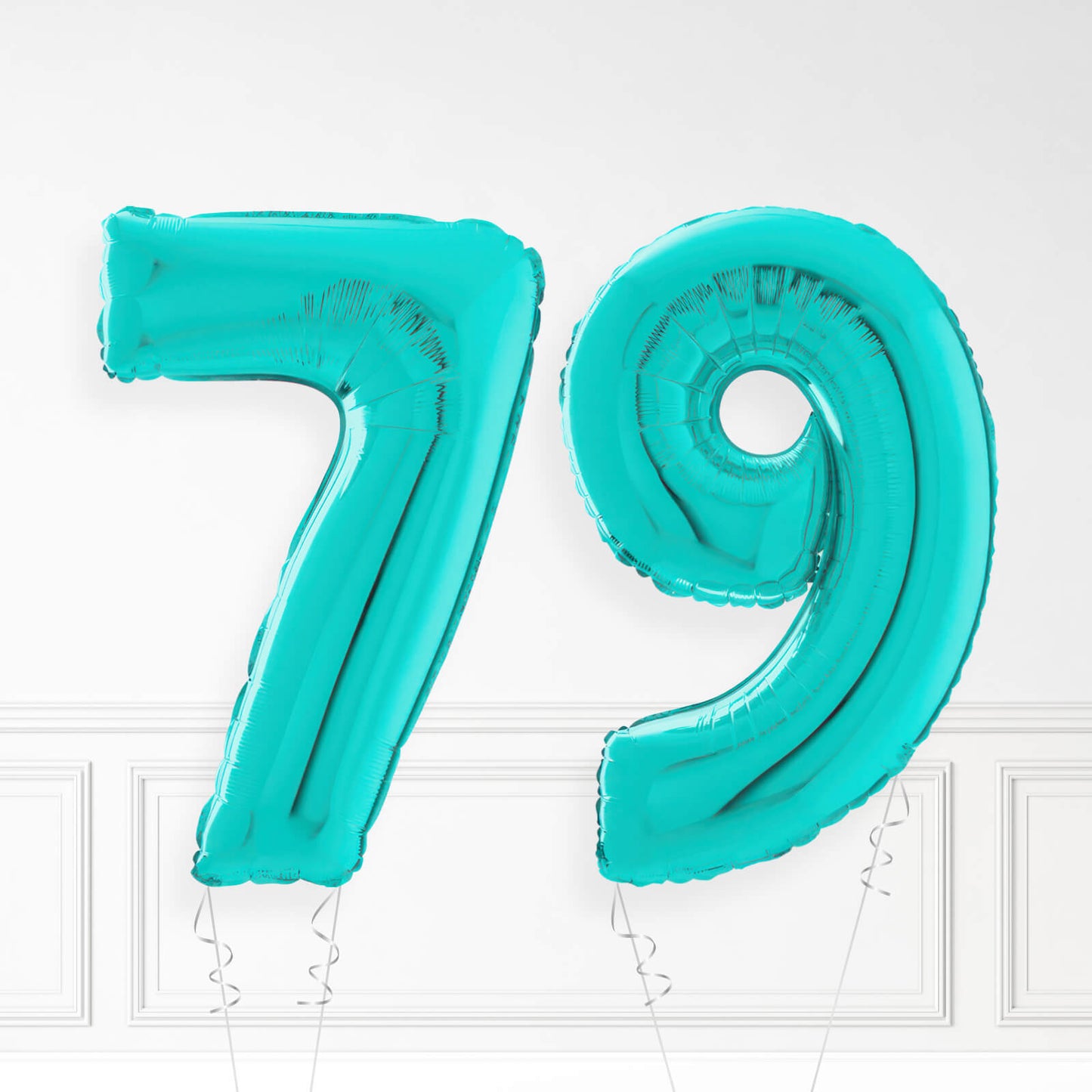 Inflated Turquoise Foil Number Balloon